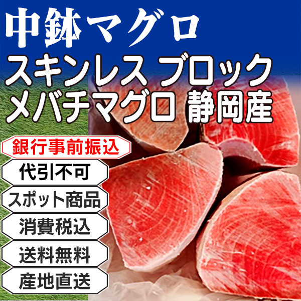 冷中バチマグロ スキンレスブロック 静岡県  6kg(6kg箱 ×1箱) (配送不可：沖縄・離島) 【代引不可】
